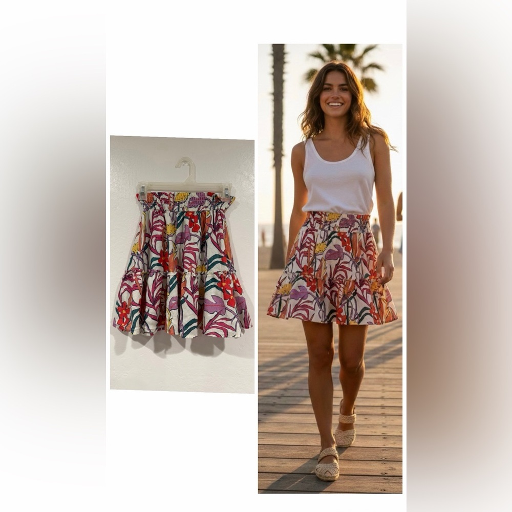Marine Layer Floral Mini Linen Skirt size Small
